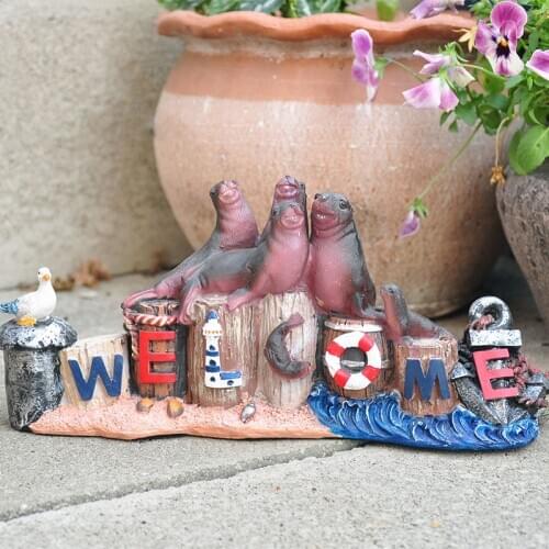 Interesting Sea Lion Fish Tank Landscaping Ornaments Letter Pattern Resin Marine Style Spawning House Fun Aquarium Decoration