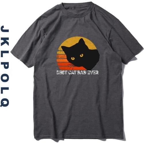 JKLPOLQ Mens T Shirts Harajuku Vintage Best Cat Dad Ever Women Casual Tops Funny Short-Sleeved Tees Eu Size XS-3XL