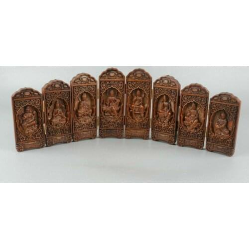 Chinese Exquisite Hand carved Guanyin Carving Boxwood screen statue