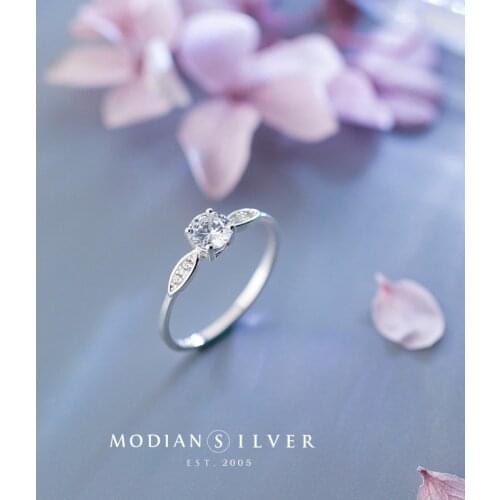 Modian Radiant AAA Zircon Authentic Sterling Silver 925 Ring for Women Fashion Weddind Engagement Gift Fine Jewelry Accessories