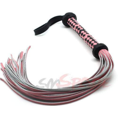 60cm black&pink handle leather flogger, handmade horse whip, Horse racing flogger, free shipping knout