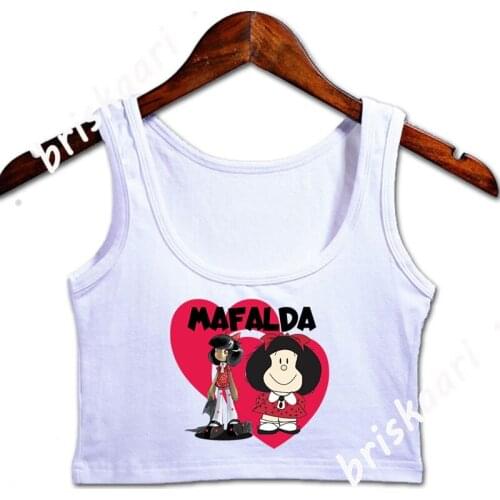 Mafalda Crop Top Women Sunlight Spring Custom Tank Top Letter Round Neck Gents Girl Vest