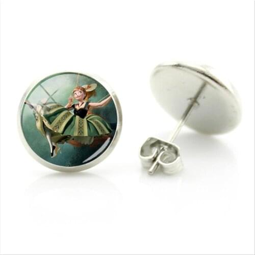 Disney Frozen Princess Earrings Fashion Exquisite Earrings Party Everyday Jewelry Glass Cabochon Earrings For Friends