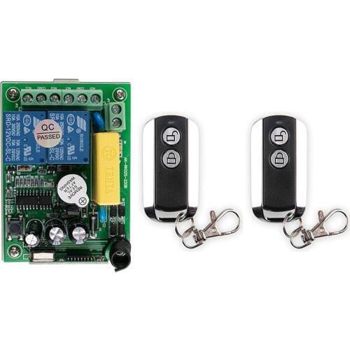 Latest AC 220V 2 CH 2CH RF Wireless Remote Control Switch System 1pcs Receiver & 2pcs 2 Keys metal waterproof Remote