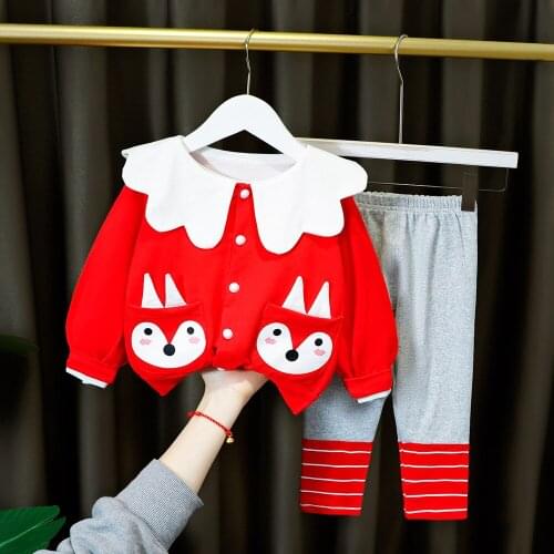 2021 New Autumn Cute FOX Baby Girl Suit Children Clothing Sweater + Leggings 2Pcs Set Kid Clothes 0-4 Year Cotton Clothes