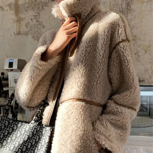 Shearing Clothes 2020 Sheep 100% Wool Jacket Korean Parka Real Fur Women Autumn Winter Coat MUQ5932 YY2246