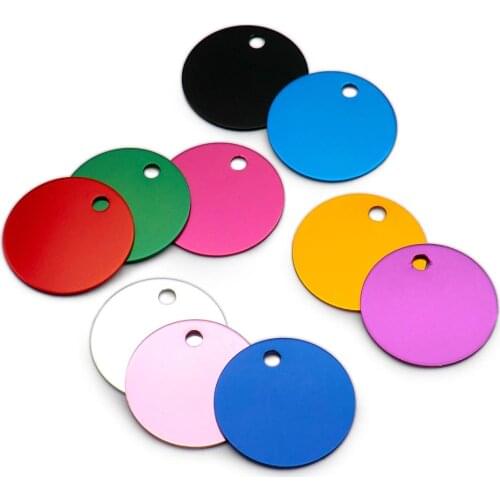 Wholesale 100Pcs Dog Id Tags Round DIY Personalized Dogs Id Tag Pet Name Plate Aluminum Tag Engraving Name Anti-lost Pendant