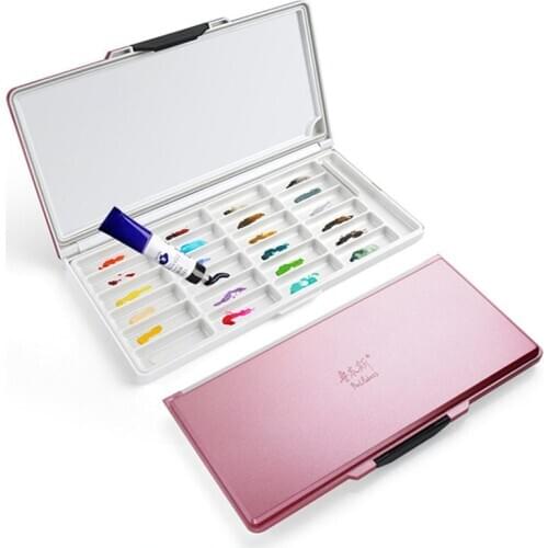 Paul Rubens 24 Grids Watercolor Palette Pink Premium Moisturizing with 2 Types Independent Palettes Suitable for Watercolor