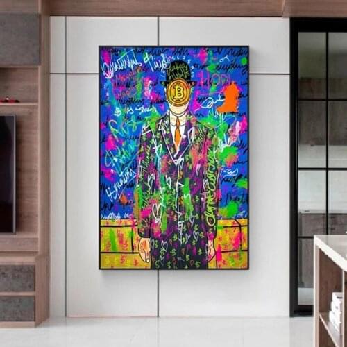 Graffiti Art Posters Rene Magritte Famous Painting Son of Man and Prints Pop Art Canvas Paintings Street Art for Home Decor