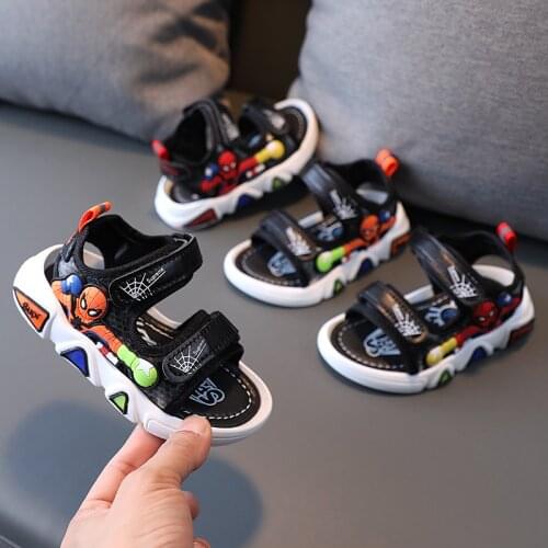 Summer Disney Kid Shoes Cartoon Spiderman Boys Sandals Casual Anti-Slip Rubber Children Sandals Baby Toddler Beach Shoes