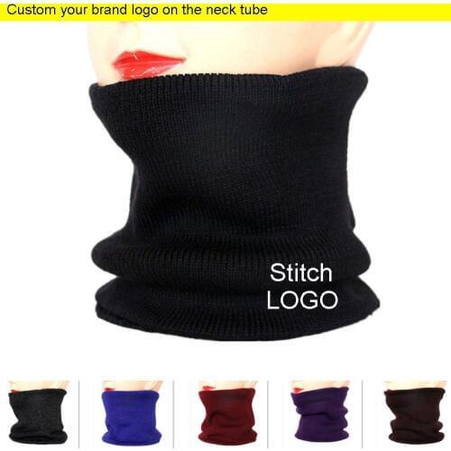 Custom Stitch logo Winter Neck Tube knitted scarf Warmer Neck scarf Motorcycle Neck tube Custom your Brand LOGO