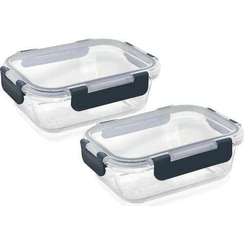 The Mia 2'li Set Glass Storage Container 600 ml Black