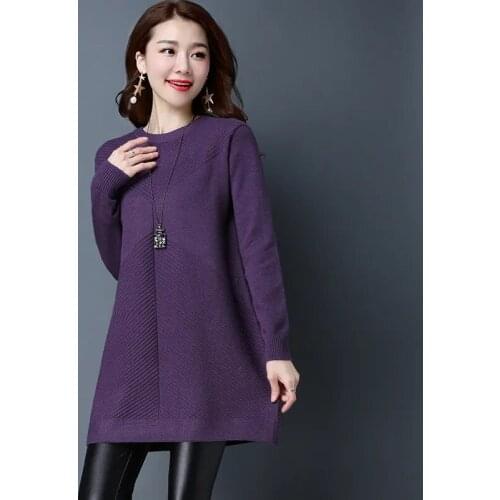 Warm Womens Loose Knit Sweater Autumn Winter Long Sleeve Tops Dress Female Shirt Plus Size Pullover Casual Jumper