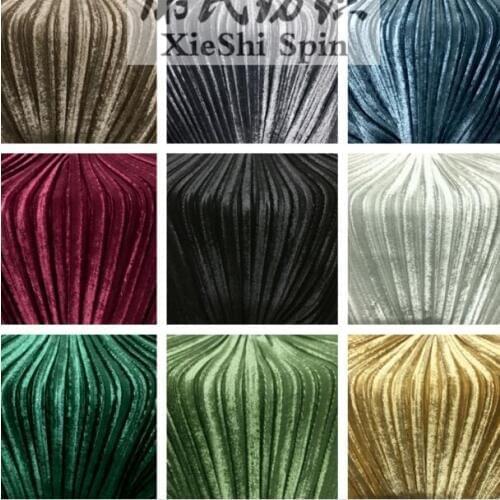 3Metre Champagne Pleated Crushed Golden Velvet Fabric Cloth For Autumn Winter Large Fold Dress Skirt Crumpled Silk Velvet Fabric