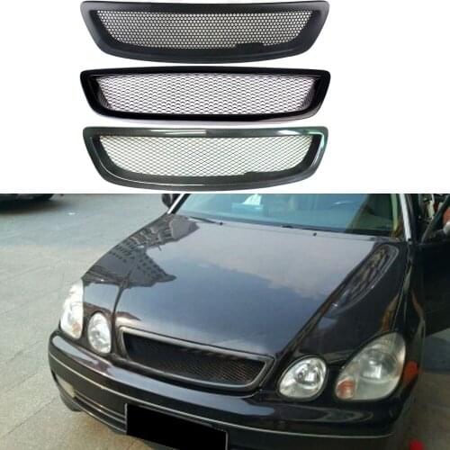 Car Front Bumper Center Grille Grill Refit For LEXUS GS300 GS400 GS430 1998-2005 Matt Black, Carbon Fiber