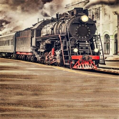 Laeacco Old Steam Locomotive Smoking Train Natural Scenery Photographic Backgrounds Vinyl Photography Backdrops For Photo Studio