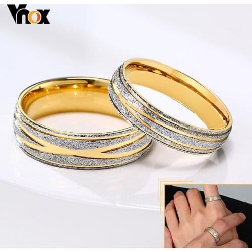 Vnox Wedding Rings for Women Men,5/6mm Stainless Steel Sandblasting Promise Band for Couple,Anniversary Engagement Jewelry