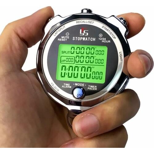 Waterproof Stopwatch Timer Luminous A Thousandth 0.001 Second 100 Channels Memory Stopwatch For Running Training Track Field