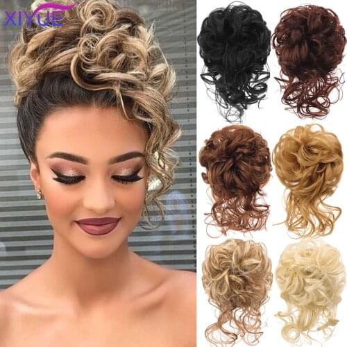 XIYUE Short Straight Chignon With Elastic Band Synthetic Scrunchie Messy Hair Bun High Temperature Fiber Hairpieces Extensions
