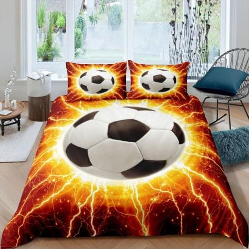 Yellow Football Bedding Set Fashion Kids Fantasy 3D Print Comforter Luxury Queen King Single Duvet Cover Set Home Textile Modern