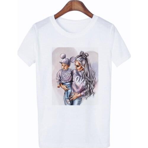 Female T-shirt summer T shirt print Love Super Mom T-shirt Harajuku Kawaii casual parent-child graphics T-shirt top