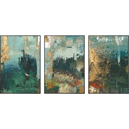 Gold Art Mountain Abstract Texture Painting Mint Green Waterfall Oil Painting On Canvas Engraving Art Interior Decoration