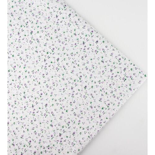 0.5 meter width 156cm white background purple floral Print Plain Cotton Fabric for Home Textile Patchwork Quilted Fabrics