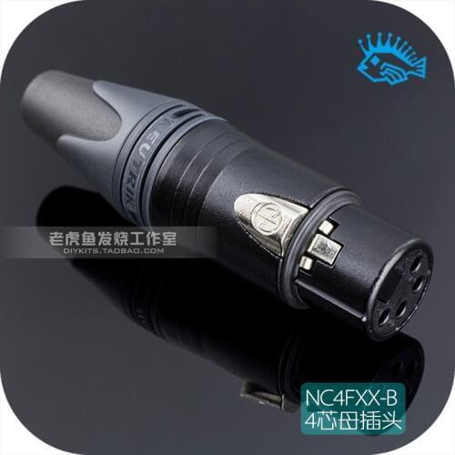 1pcs NC4FXX-B Swiss Neutrik four core cannon XLR black gold version Balanced headphone plug