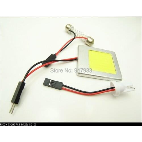 100X 6W Panel Reading Interior Light Adapter Dome T10 194 W5W Bulb LED Car COB 48 Chip Festoon 12V White with Aluminum Shell