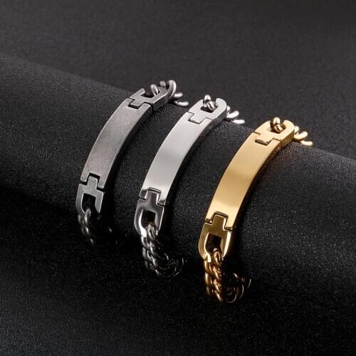 11mm Width S/Gold/Vintage Black Stainless Steel ID Bracelet for Men Custom Name Birthday Gift Party Jewelry 21CM 2020 New