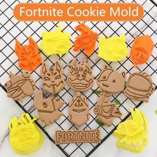 9pcs/set Fortnite Original Cookie Baking Mould Birthday Cake Decoration DIY 3D Cartoon Game Figure Moulds Kids Christmas Gift