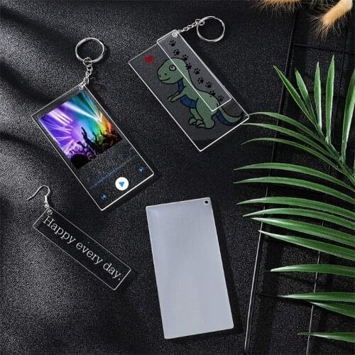 Acrylic Keychain Blanks with Key Rings Rectangle Clear Discs Charms Transparent Circles Set for DIY Projects Crafts T84A