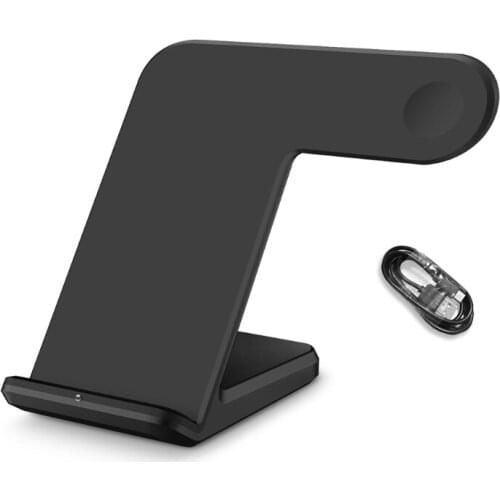 Mobile Phone Watch 2 in 1 Vertical Convenient Fast Charging Wireless Charging Stand Black Cell Phone Adapters