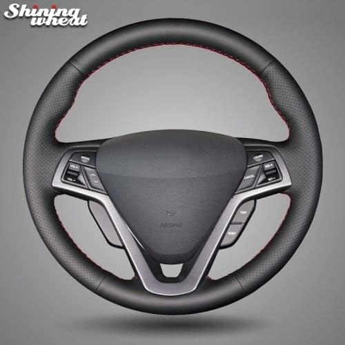 Shining wheat Hand-stitched leather Car Steering Wheel Cover for Hyundai Veloster 2011-2017