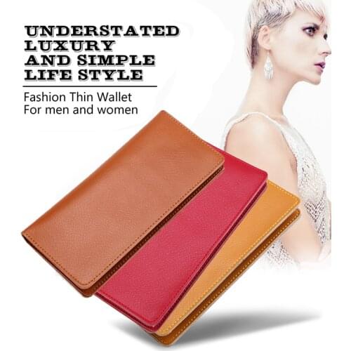 Genuine Leather Wallets Card Holder Real Cowhide Hand Wallet Money Bag Long Purses for Men & Women Multi Colors Ultra Thin