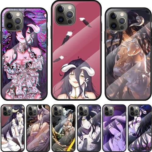 Anime Girl Albedo Tempered Glass Cover For Apple IPhone 12 Mini 11 Pro XS MAX XR X 8 7 6S 6 Plus Phone Case Coque
