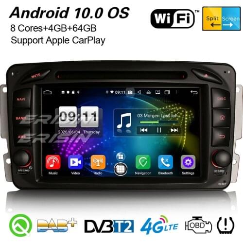 Erisin 8716 8-Core BT Android 10.0 DAB+Navi Car Stereo CarPlay DSP GPS For Mercedes-Benz C/CLK/G Class W203 W463 W209 Viano Vito