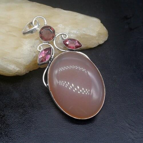 Gemstonefactory Jewelry Big Promotion 925 Silver Botswana Agate Shiny Topaz Charm Women Ladies Gifts Necklace Pendant 1102