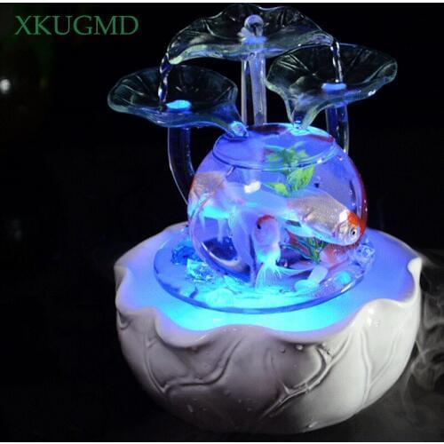 Ceramic Flow Water Decoration Humidifier Home Desktop Color Change Ornament Accessories Small-scale Fish Tank Craft Gift