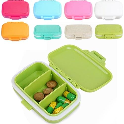 3 Slots Seal Folding Pill Box Medicine Tablet Dispenser Organizer Storage Box Portable Candy Color Drug Pill Makeup Container