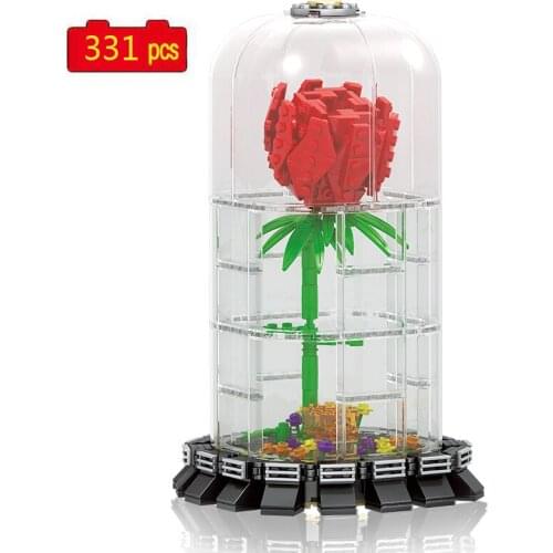 City Creative Series Immortal Rose Girl Gift Desktop Accessories DIY Model Building Blocks Toys