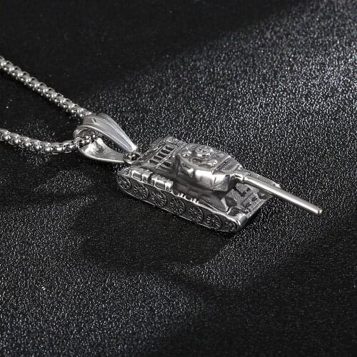 Punk Style Tank Pendant High Quality 316 Stainless Steel Mens Fashion Necklace