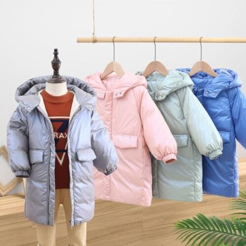 2021 New Kids Winter Jacket for Girls Bright Thicken Girls Winter Coat Hooded Velour Winter Boys Jackets Outwear 10y Unisex