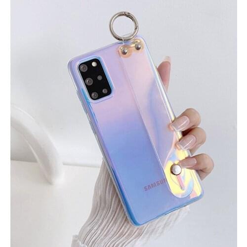 LOVECOM Laser Wrist Strap Holder Case For Samsung S20 FE S21 S10 S9 S8 Plus A52 A72 A32 A51 A71 A12 Note 20 10 Soft Phone Cover