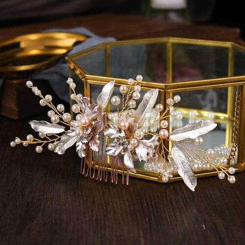 Miallo Fashion Leaf Flower Hair Comb Clips for Women Rhinestone Bridal Wedding Hair Accessories Jewelry Bride Headpiece Gifts
