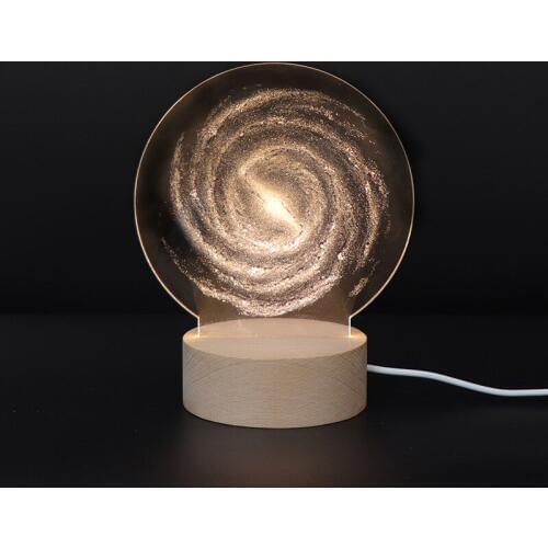 Milky Way Night Light Panel Wooden Acrylic Shines 3D LED Globe Light Night Light Desk Holiday Gift Crafts New Home Decoration