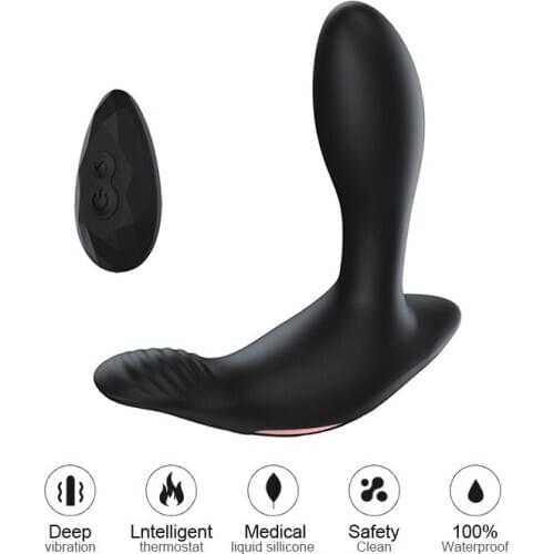 Multiple speed Prostate vaginal heating vibrating massager remote male control anal butt plug Silicone waterproof Adult sex toys