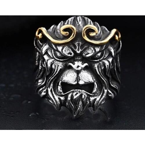 Men Fashion Rings Alloy Steampunk Rings Journey To The West The Monkey King Rings For Women Party Gift Accessories