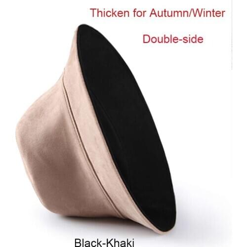 New Winter Warm Suede Bucket Hats for Men Double Sided Reversible Panama Caps Mens Woolen Warm Sunhat in Cool Days Solid Color
