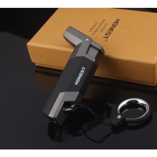 New Key Spray Torch Lighter Metal Turbine Anti - Wind Butane Gas Cigarette Cigar Lighter Inflatable Gasoline Bend